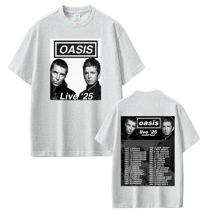Британская рок-группа OASIS Live 25 Мировой тур 2025 Футболка Мужская Женская Оверсайз Футболки Хип-Хоп Летние Хлопок Готика Панк Футболки