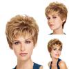 Ladies Short Brown Blonde Synthetic Wig Natural Curly Wig With Bang For Women Daily Use Heat Resistant Fiber