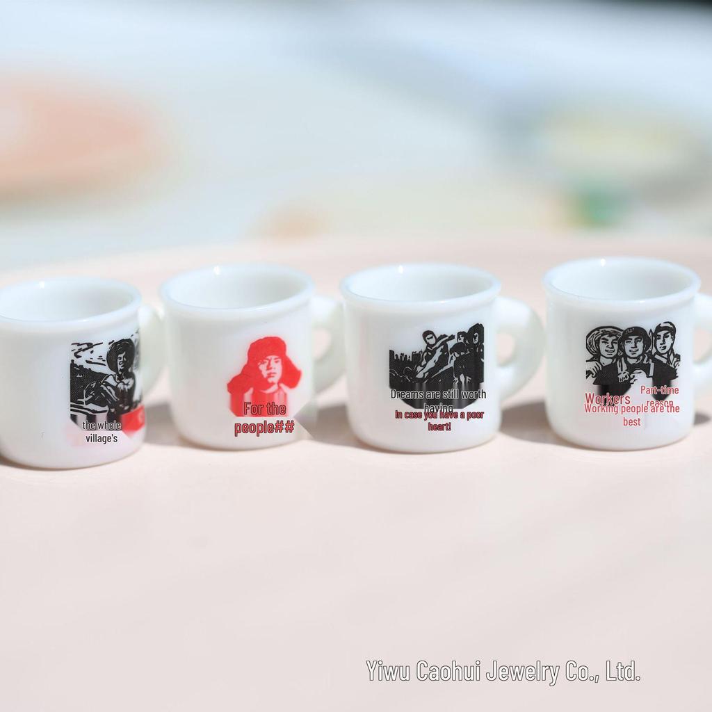 Миниатюрная эмалированная кружка-орнамент с имитацией людей: Материал для рукоделия из смолы для изготовления украшений для кукольных домиков