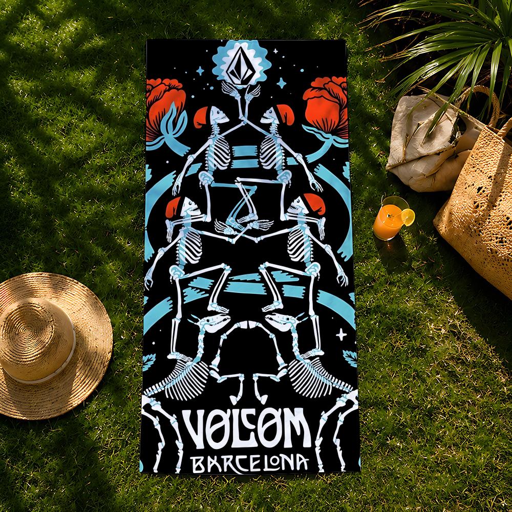 Бренд V-Volcom Полотенце пляжное, быстросохнущее впитывающее банное полотенце для плавания, спортзала, кемпинга, отдыха на природе