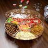 Поднос для закусок с крышкой, 6 отделений, пластиковый пыленепроницаемый, удобный в уходе круглый поднос для еды для сухофруктов