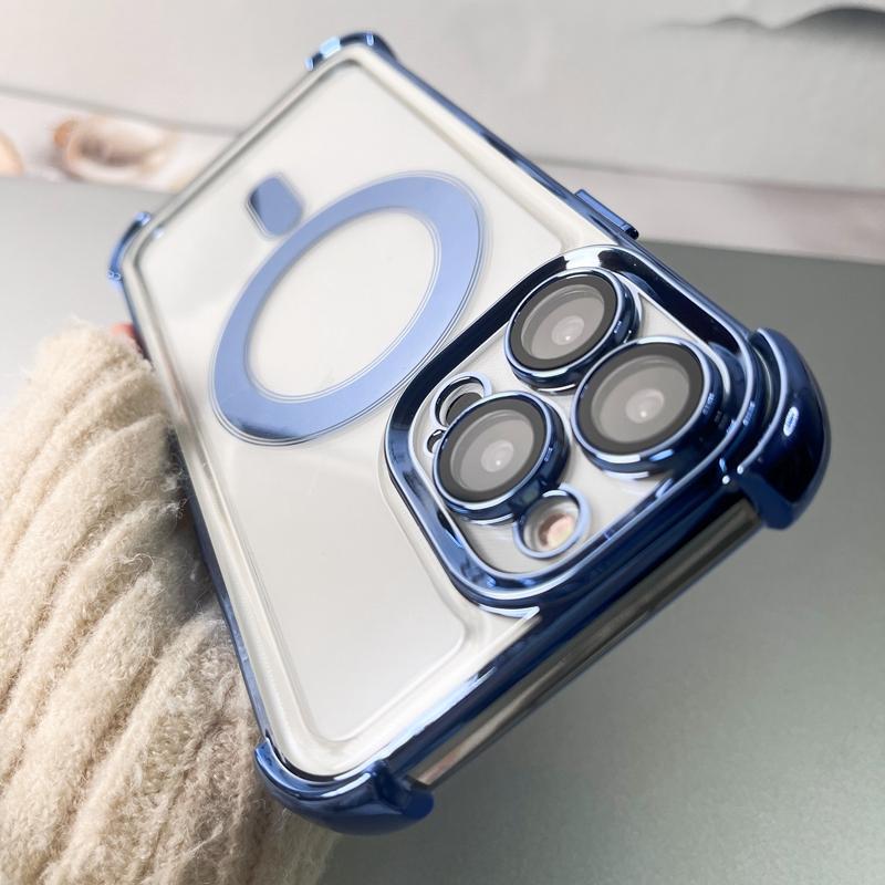 Роскошный чехол для телефона Magsafe с беспроводной зарядкой для iPhone 11 12 13 14 15 Pro Max Plus, магнитный прозрачный противоударный чехол-бампер