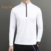 Мужские спортивные рубашки с воротником-стойкой, полумолнией, однотонная приталенная толстовка с длинным рукавом, повседневная рубашка для осени и зимы