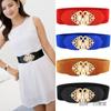 Casual Retro Buckle Waistband Wild Skirt Bands Wide Elastic Waist Belt Ladies Dress Cummerbund