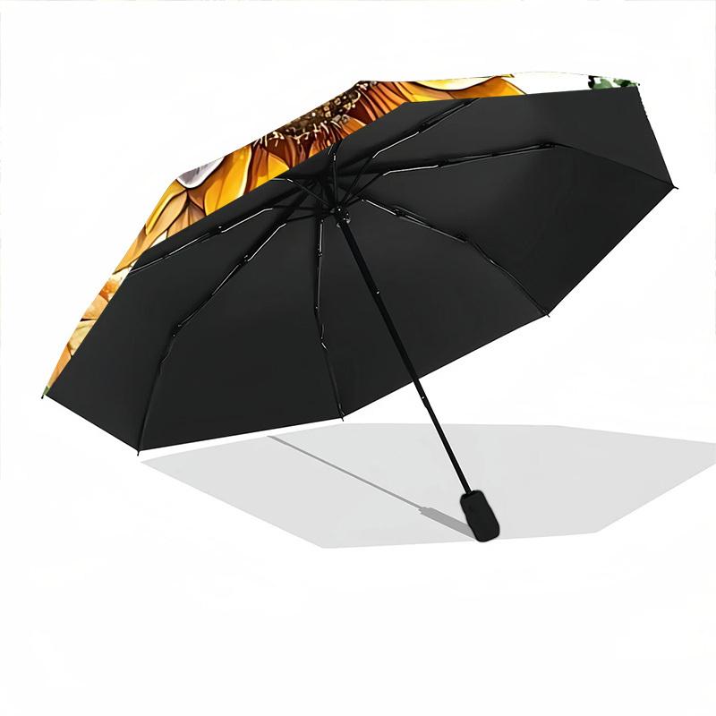 1pc Sunflower Print Folding Umbrella, Durable, Suitable for Outdoor Activities or Rain, Suitable for Commuting yy251027071