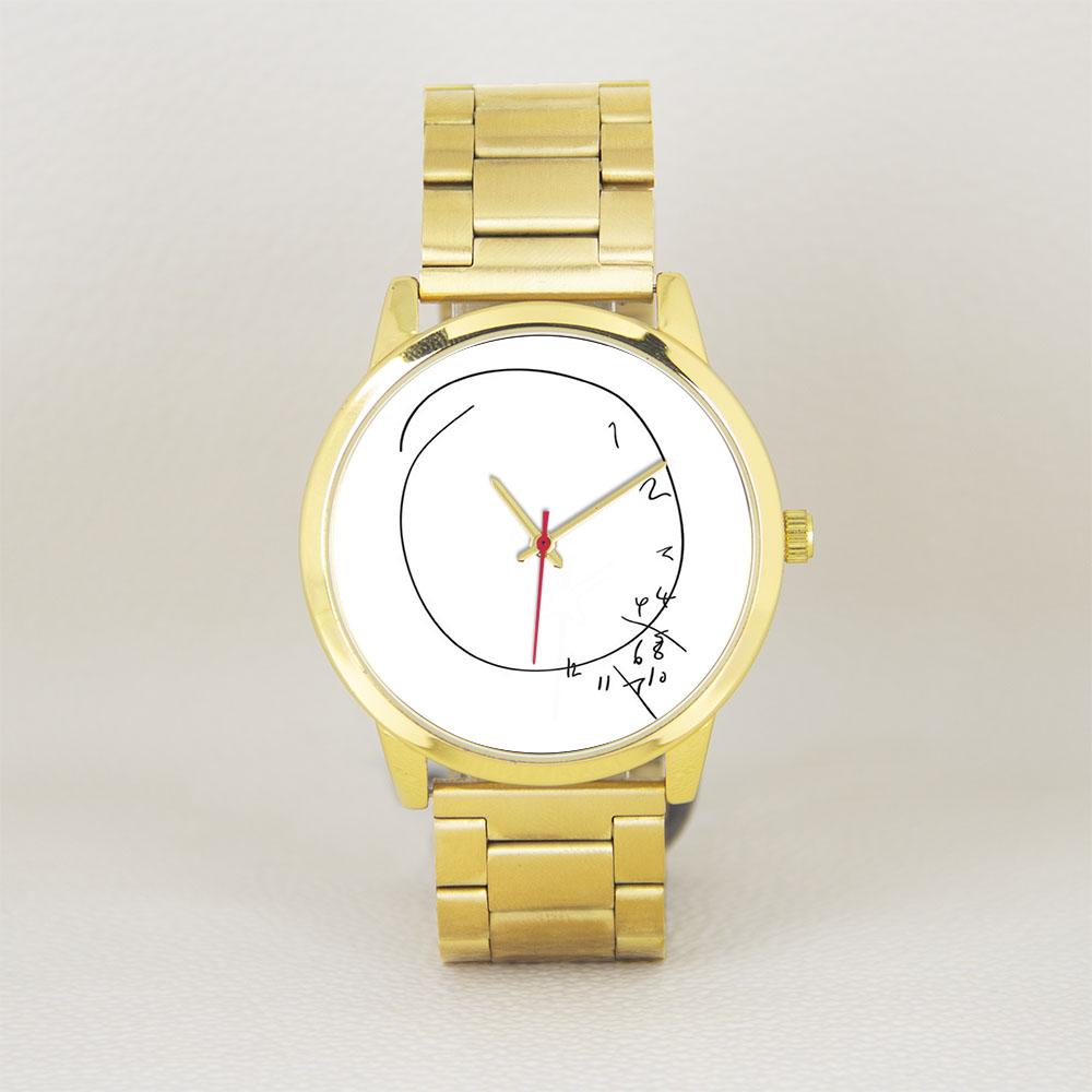 Gold Case Clock 45mm Wristwatch Minimalist Math Design Stainless Steel Strap Unique Geek Gift Quartz Watch Women