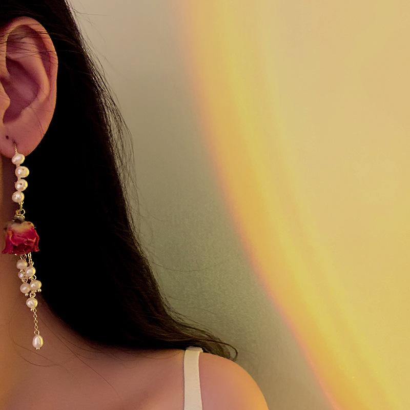 1 комплект браслеты серьги ожерелье для женщин милые романтические смоляные розы лепестки жемчужные кисточки ожерелья комплекты ювелирных изделий