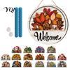 Rustic Wooden Welcome Sign for Home Interchangeable Sign, Seasonal Magnetic/Insert Icon Hanger, Front Door Farmhouse Round Wood Hanging Piece