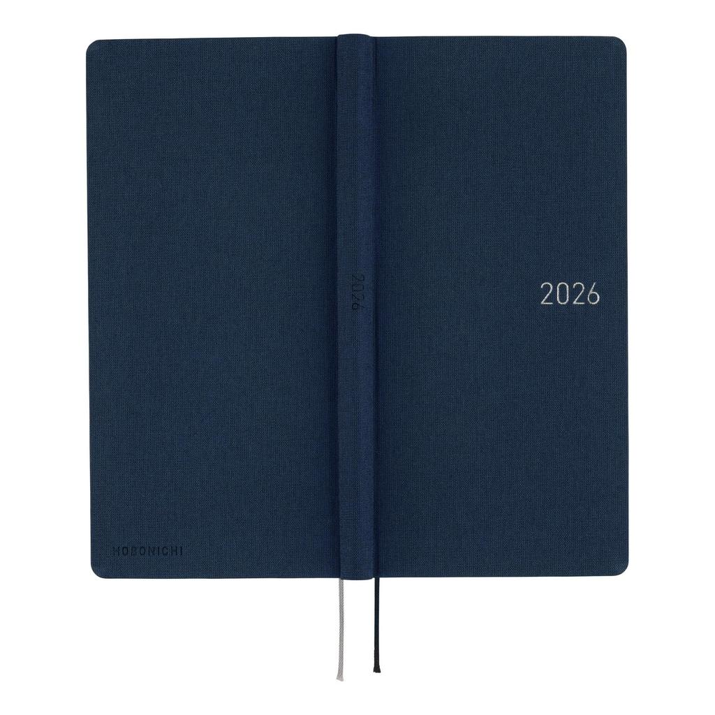 Hobonichi Techo 2026 Weeks MEGA Colors/Cosmo Blue, January Start, Weekly Planner, Left, Slim Vertical, 215 Pages, Grid Memo