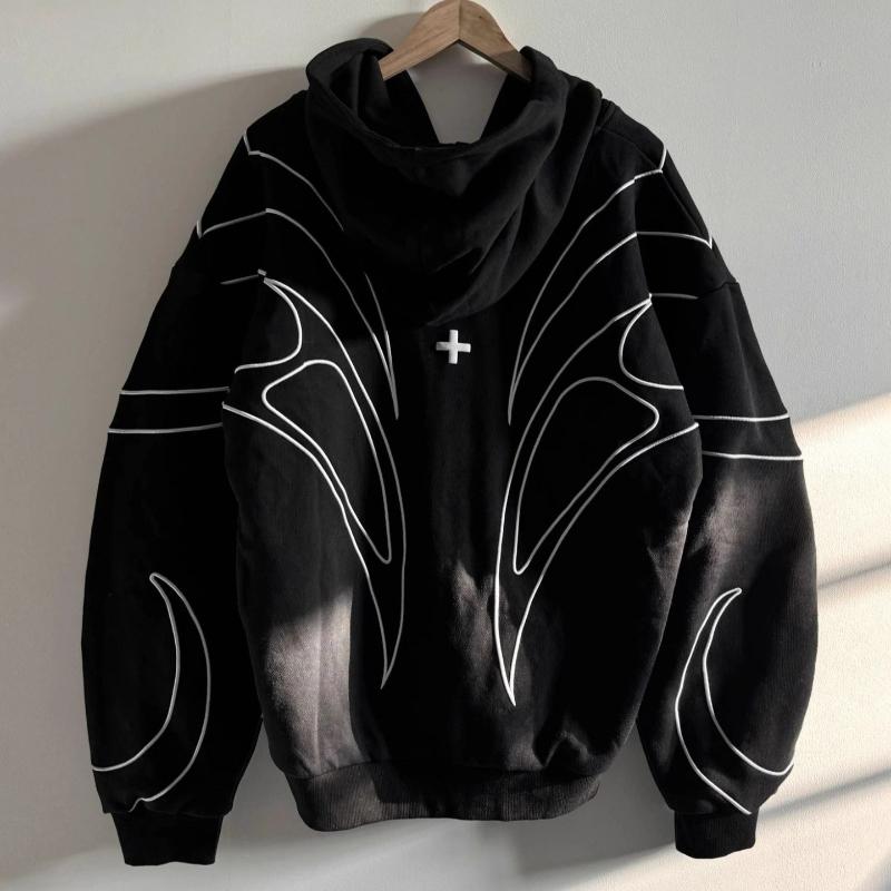 European and American Y2K Street Personalized Print Men's and Women's Fashionable Loose Hoodie