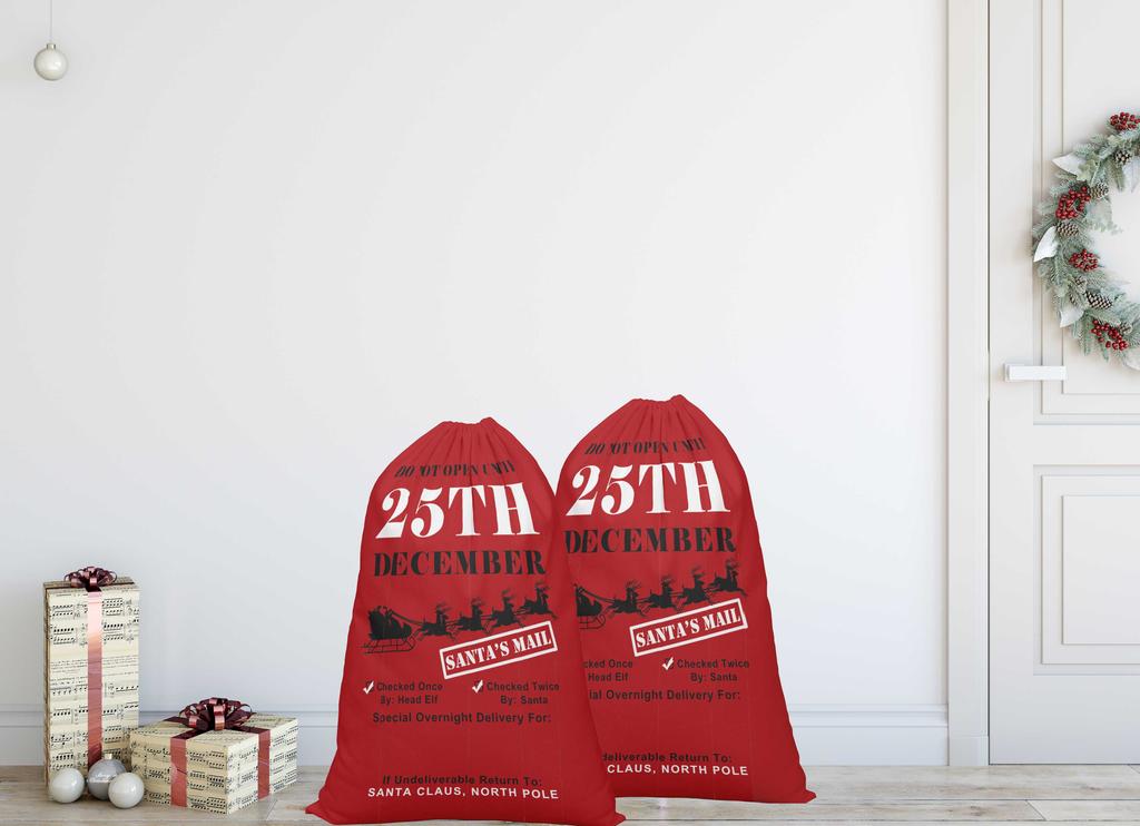 Printtoo Большая холщовая сумка на шнурке, рождественские мешки, подарочный мешок Санты, индивидуальный подарок на вечеринку, 2 шт., 27x20 дюймов