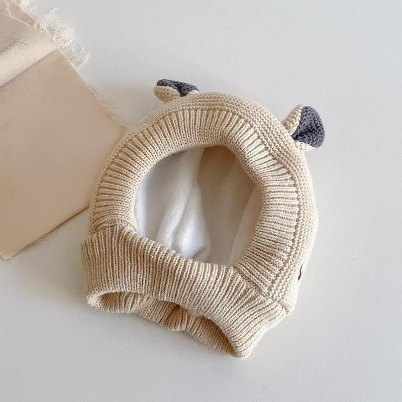 Детская вязаная шапка Зимняя плюшевая шапка Детская милая шапка с ушками Шапка для защиты ушей младенца