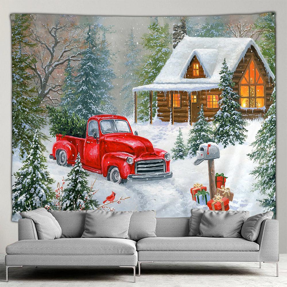 Рождественский гобелен со снеговиком, новогодний гобелен, подвесной домашний фон, ткань, хит продаж, гобелен, картина на стену дома
