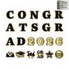 22Pcs Black-Gold Magnetic Fridge Stickers Graduation Party Decor for Classroom Refrigerator