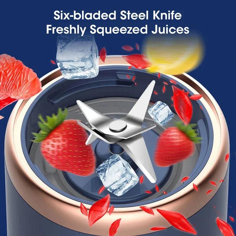 Portable Juice Cup Electric Juicer 400ML USB Rechargeable Small Juicer with Stainless Steel Blade Mixer Ice Crusher