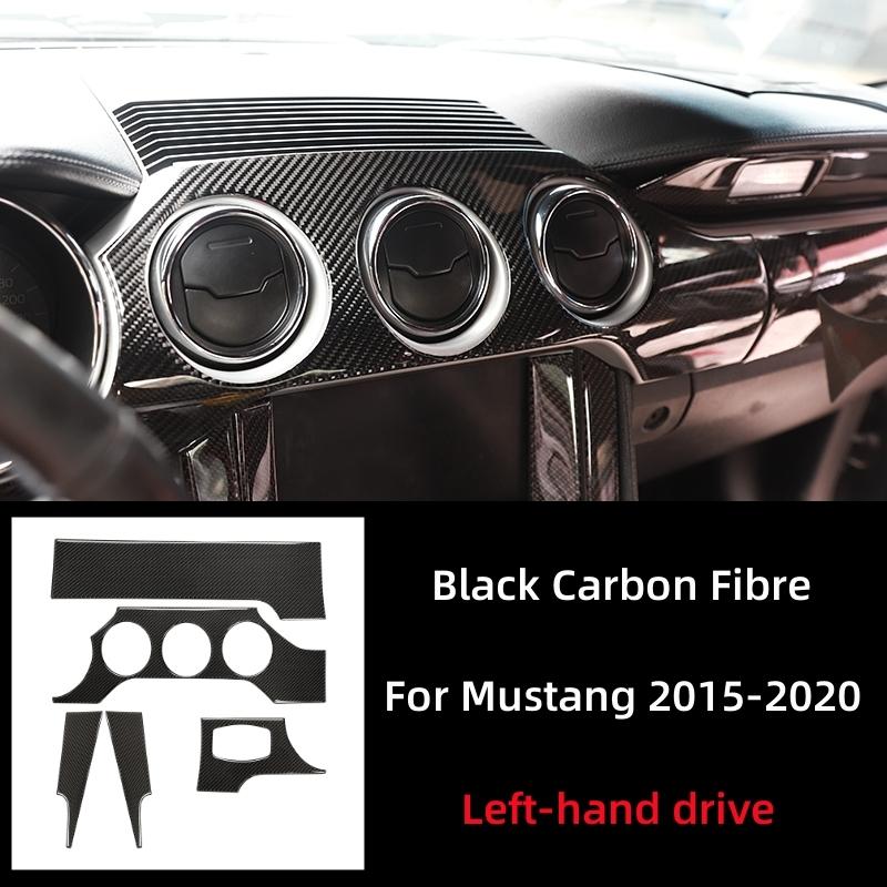 For Ford Mustang GT 2015-2021 Accessories Carbon Fiber Interior Car Dashboard Panel Cover Trim Sticker Decal Decoration Frame