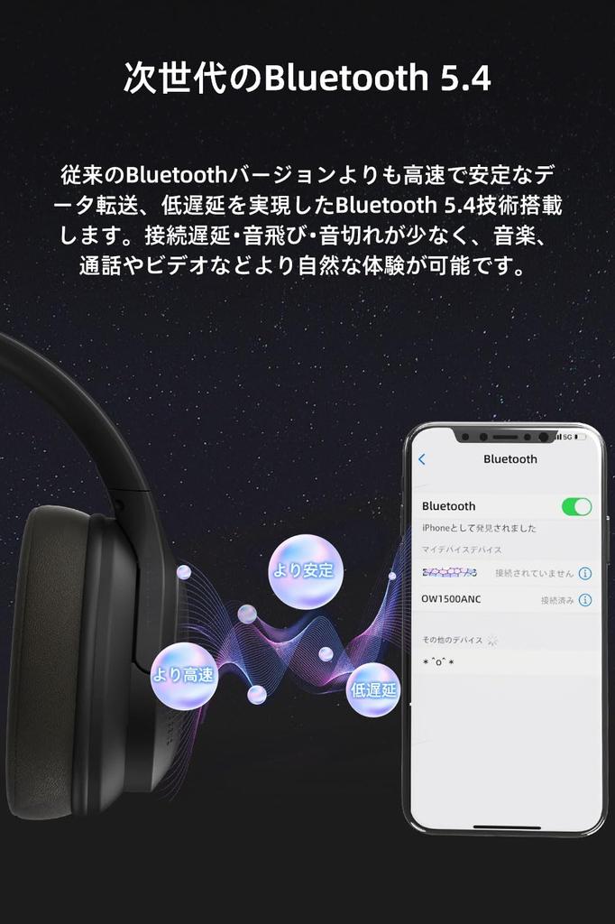Nakamichi Nakamichi Sound Наушники Bluetooth Bluetooth Шум Часы Непрерывные и беспроводные Двойные OW1500ANC Черные [Беспроводные 5.4]