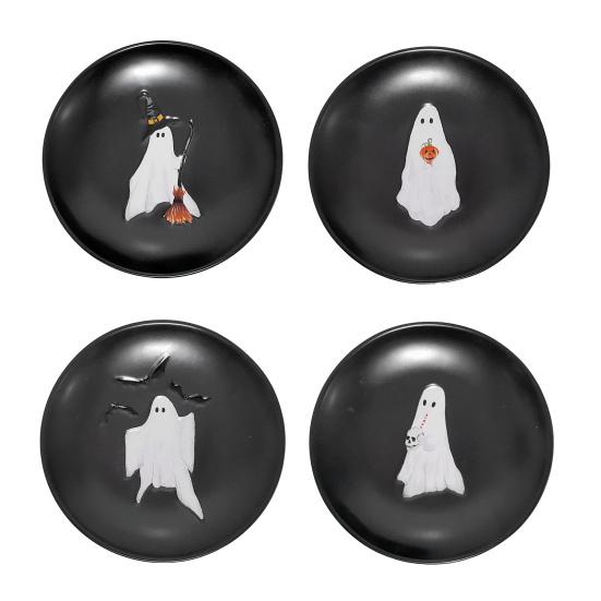 Хэллоуин Тарелка Призрак 7 дюймов Многоразовая Пластиковая Тарелка Призрак Круглая Столовая Посуда для Ужина Десерта для Угощения или Жизни Принадлежности для Вечеринки на Хэллоуин