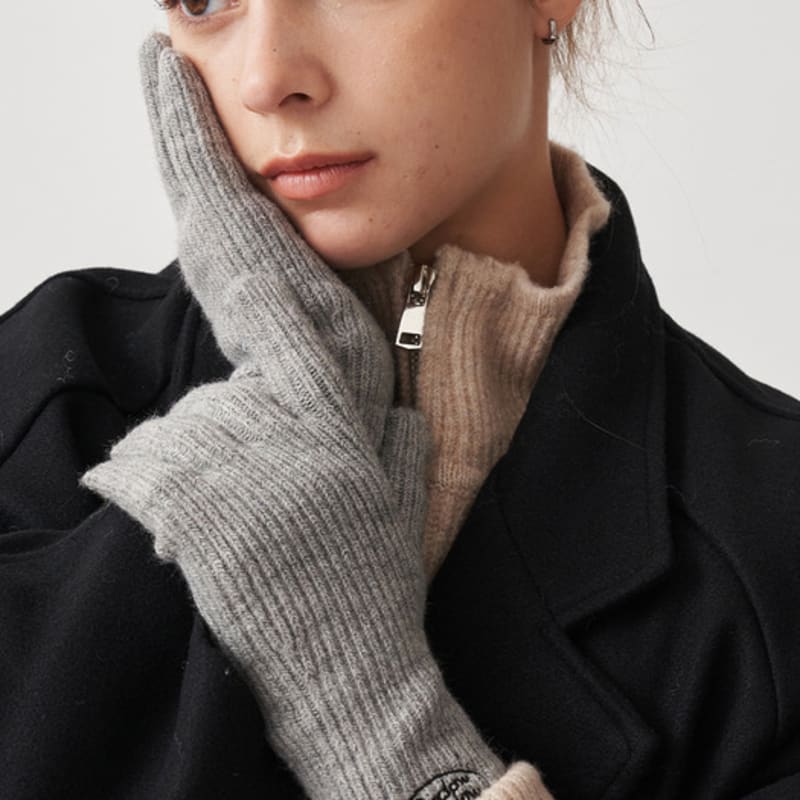 RECLOW ВЯЗАНЫЕ ПЕРЧАТКИ С ЛОГОТИПОМ СЕРЫЕ