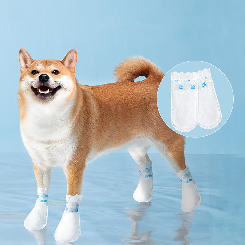 20pcs Pet Dog Disposable Shoe Covers Anti Dirt Foot Covers Walking Dog Socks Waterproof Anti Slip Shoes Non-woven Fabric