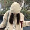 Большой обхват головы свободная круглая форма лица подходящая шерстяная шапка женская зимняя теплая лицо маленькая вязаная шапка