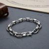 Xiangxu Unisex Silver-Plated Rattan Pattern Bracelet & Ring Set - Trendy Retro Minimalist Korean Hip Hop Style