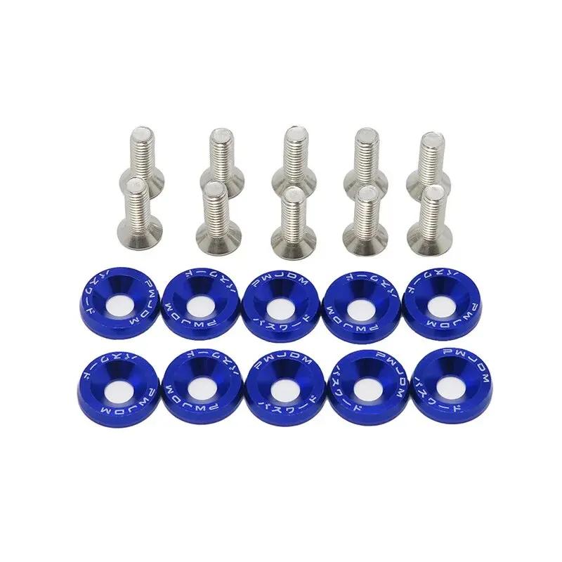 10 PCS M6 Car Modified Fasteners Fender Washer Bumper Engine Concave Screws Fender Washer License Plate Bolts Car Styling Gasket