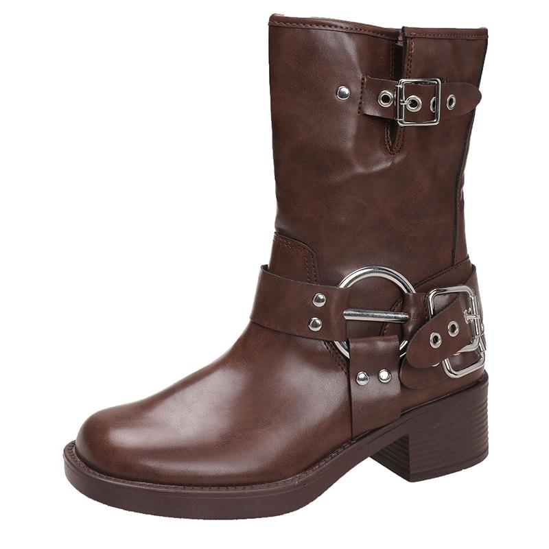 Высокие и низкие ботинки — по желанию! Женские короткие ботинки весна-осень ретро ковбойские ботинки женские длинные ботинки с пряжкой женские ботинки