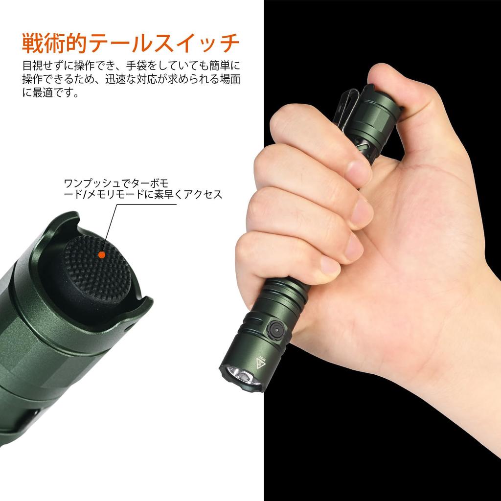 ACEBEAM TAC 2AA совместим с AA 1600 Super 181 Long Small Battery EDC Tactical Dual Power LED Waterproof to 2 Disaster Power Off Hands