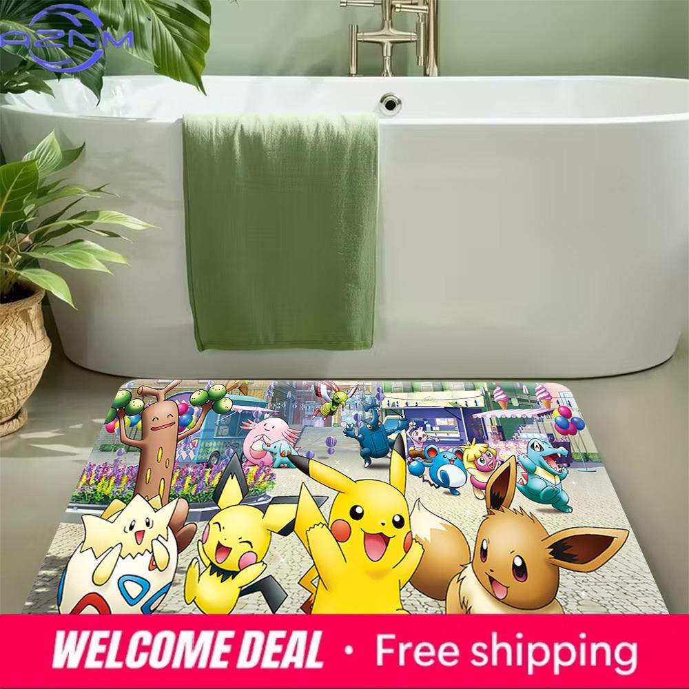 Pokemon Pikachu & Friends Carnival Print Non-slip Doormat Soft Floor Mat for Home Decor