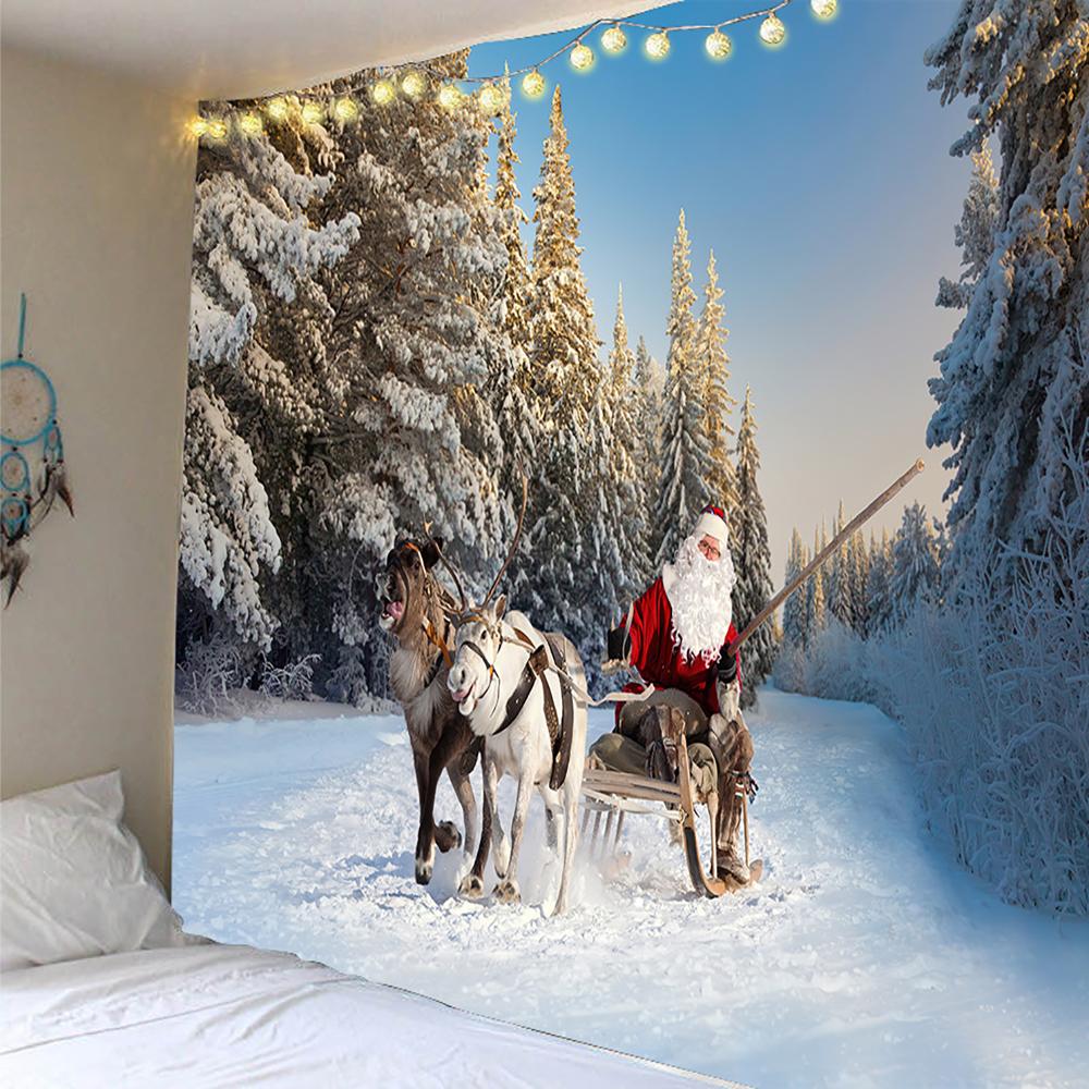 Tapisserie de Noël, домашний декор, гобелен с принтом Санта-Клауса, полиэстеровый гобелен, декор для гостиной, комнаты, фон, ткань