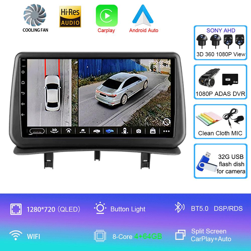 Видеоплеер Android14 Carplay для Renault Clio 3 Clio3 2005 2006 2007 2008 2009 - 2014 Мультимедийное автомобильное радио WIFI+4G DSP Stereo