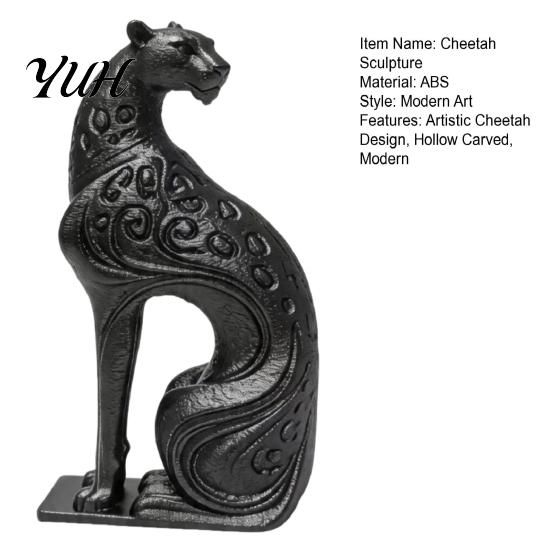 Niche Decorative Craft Item 3D Printed Hollow Leopard Figurine, Modern Abstract Cheetah Sculpture Elegant Office Desk Accessories for Shelf,