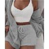 Women's Winter Plush Home Clothes Casual 2-Piece Pajamas Long-Sleeved Shorts Sports Suit for Women