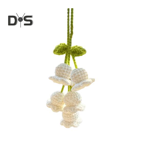 Подвесной автомобильный кулон ручной работы, вязаные лилии, очаровательные вязаные крючком украшения для салона автомобиля