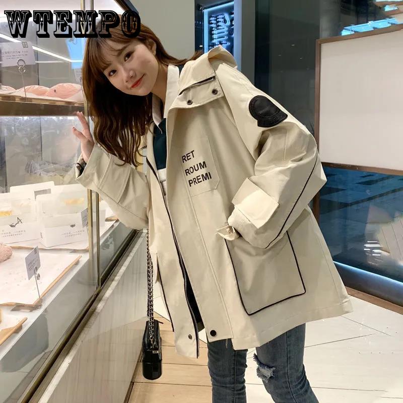Large Size Women Jacket Spring Hooded Windbreaker Casual Comfortable Top Loose Coat for Youth