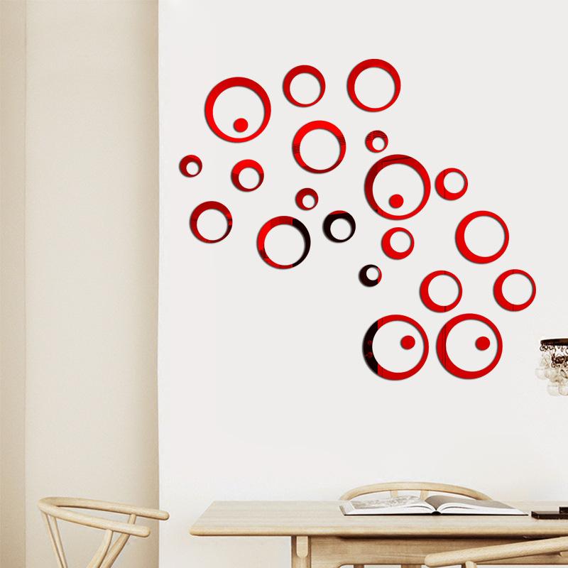 26/24pcs Geometric Circle Mirror Wall Sticker DIY Home Background Bedroom Decor 3D Accessories Stereo Removable Round Mirror