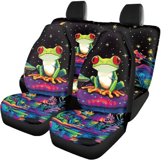 Чехлы на автомобильные сиденья с принтом коричневой коровы, 4 шт., Чехлы на передние и заднее сиденья автомобиля, Универсальные эластичные подушки на сиденья автомобиля, Защита салона автомобиля