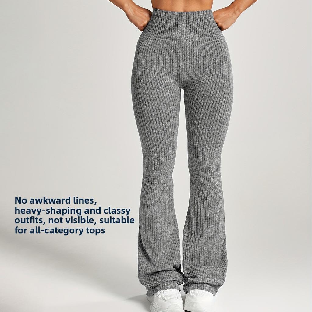 Spring and Autumn Women's High Waist and Abdominal Compression for Slimming, Three Dimensional Texture, Wide Thread Bellbottom Pants, Fitness