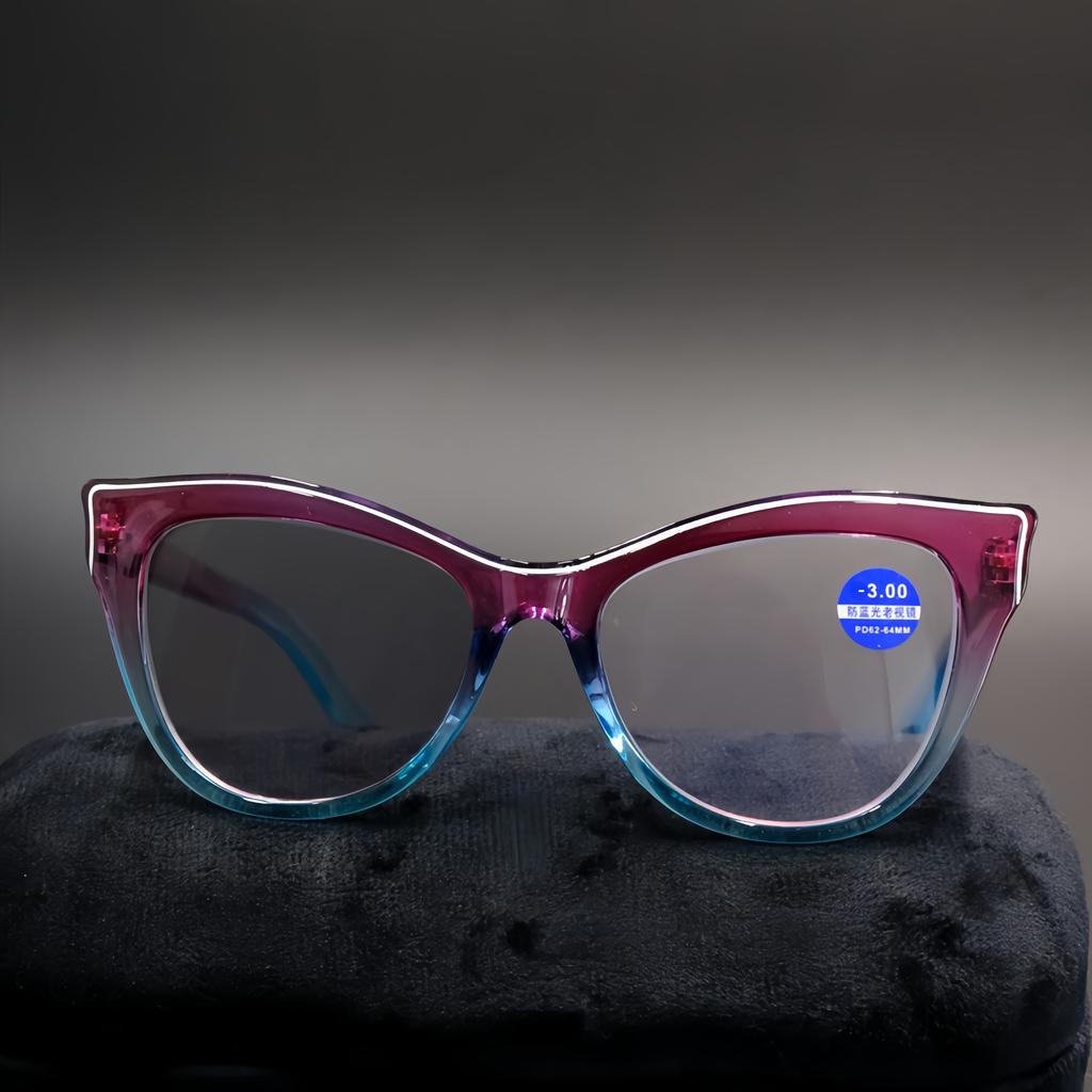 Contrast Color Cat Eye Pochromic Myopia Glasses Indoor Outdoor UV Sunglasses Blue Light Blocking Computer Near Sight Glasses