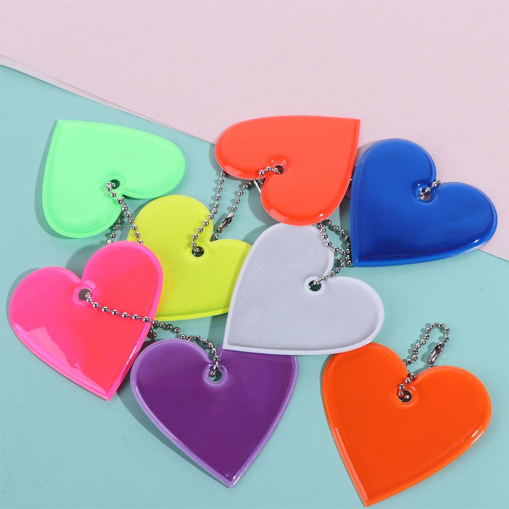 PVC Material Reflective Pendant Multi-functional Heart Shap Keychain  Backpacks Strollers