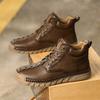 Classical Men Ankle Boots Vintage Soft Leather Business Handmade Casual Snow Shoes Walking Shoe