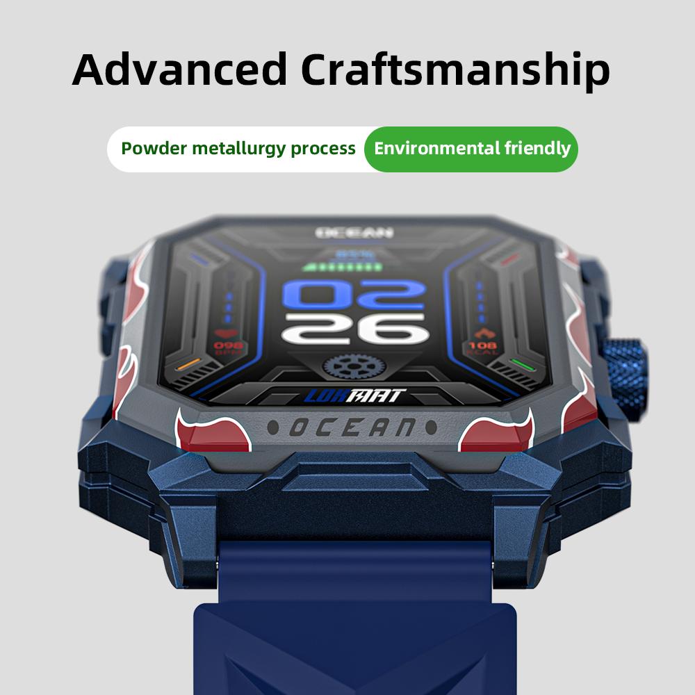 LOKMAT Спортивные умные часы, новые флагманские водонепроницаемые фитнес-трекеры, умные часы с BT-звонками, монитор сердечного ритма, кислорода в крови