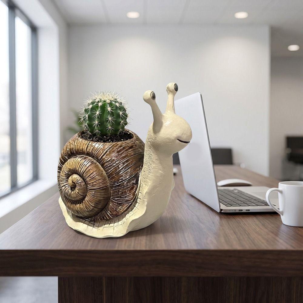Resin Snail Flowerpot Cute Creature Planter Multi-functional Snail Planter Patio