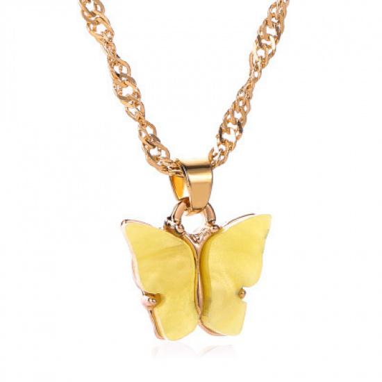 C187 Japanese and Korean Sweet Butterfly Necklace Acrylic Colorful Sweet Women's Collarbone Chain Personality Trendy Neck Chain