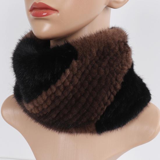 Новые женские зимние шарфы из натурального меха норки, повязки на голову, эластичный вязаный шарф из натурального меха норки, толстая теплая женская меховая шаль с кольцом