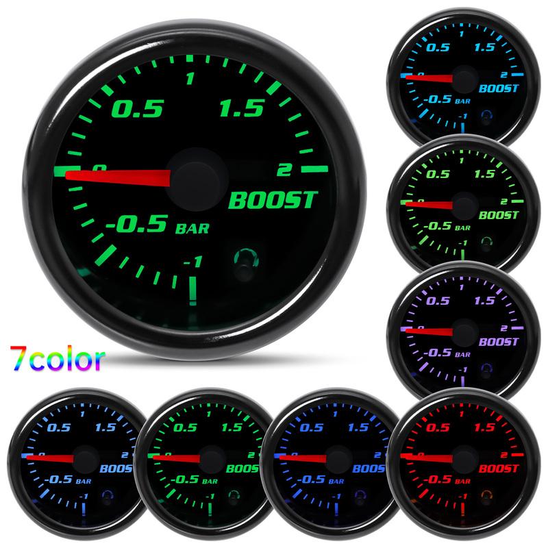2" 52mm Car Boost Gauge BAR PSI Exhaust Gas Temp Water/Oil Temp Fuel Press Air Fuel Ratio Volt Tachometer Racing Car 12V Custom