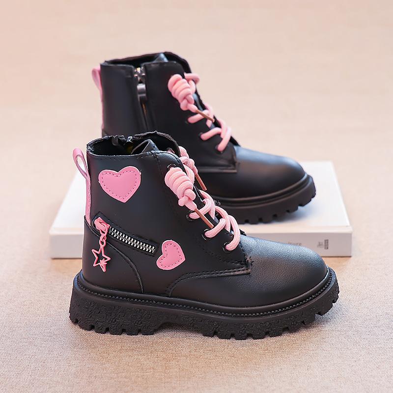 Children's Martin Boots, Girls' Boots, Princess Leather Boots, Spring and Autumn Non-Slip Single Boots to Match with Skirts, Little Girls' Boots