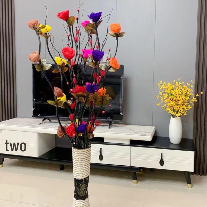 Floor Standing Artificial Flower Arrangement with Preserved Roses for Living Room Decoration - Dried Bouquet for New House Décor