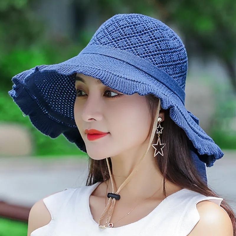 WTEMPO Складные летние шляпы от солнца из хлопка и конопли, женские простые однотонные солнцезащитные шляпы, пляжные приморские крутые шляпы с бантом